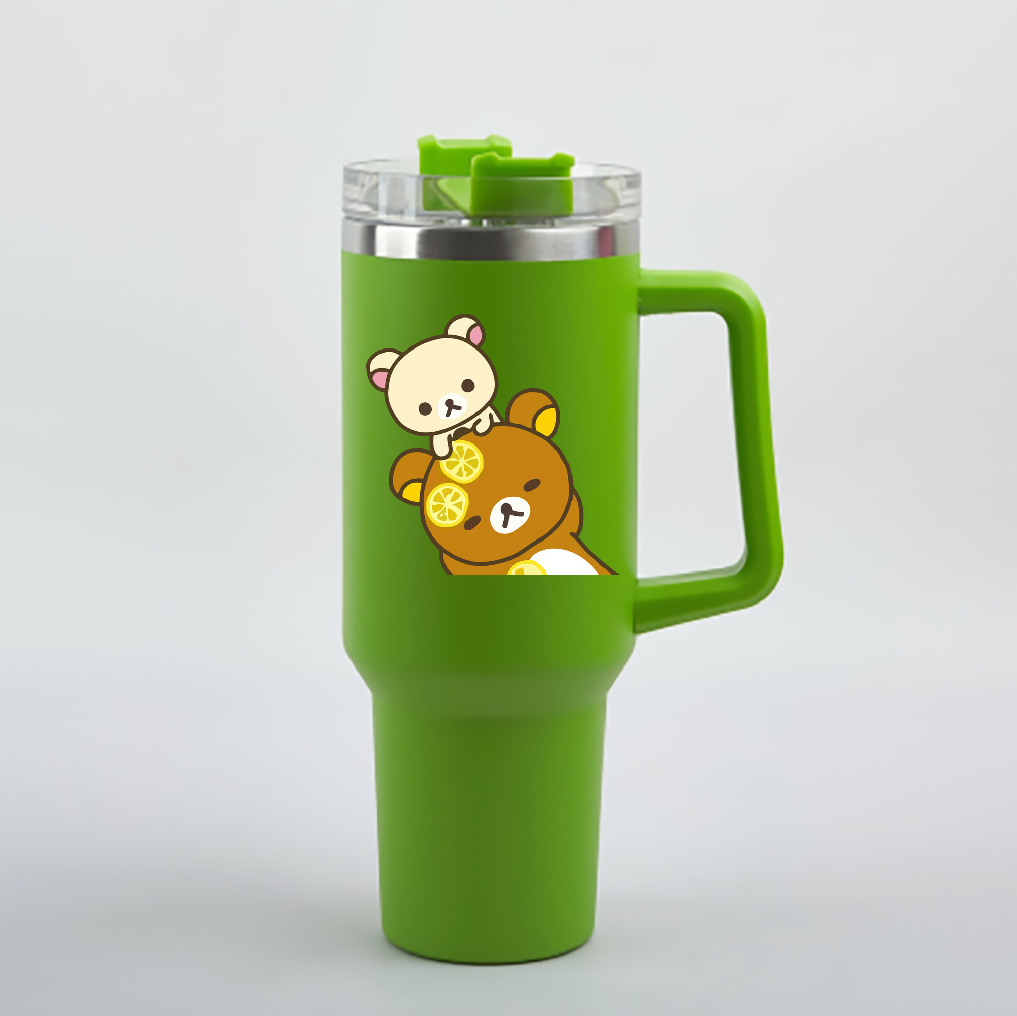 （画像用） リラックマ リラックマ キイロイトリ Rilakkuma Korilakkuma Kiiroitori 1200mL車用タンブラー - クリスタルステッカー（プラスチックストロー付き）